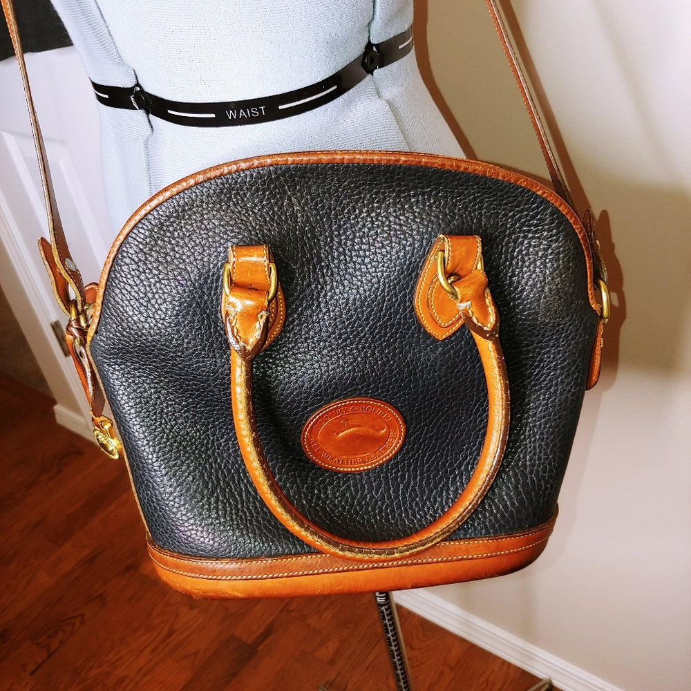 Dooney & Bourke vintage dark navy blue Norfolk Dome Satchel EUC